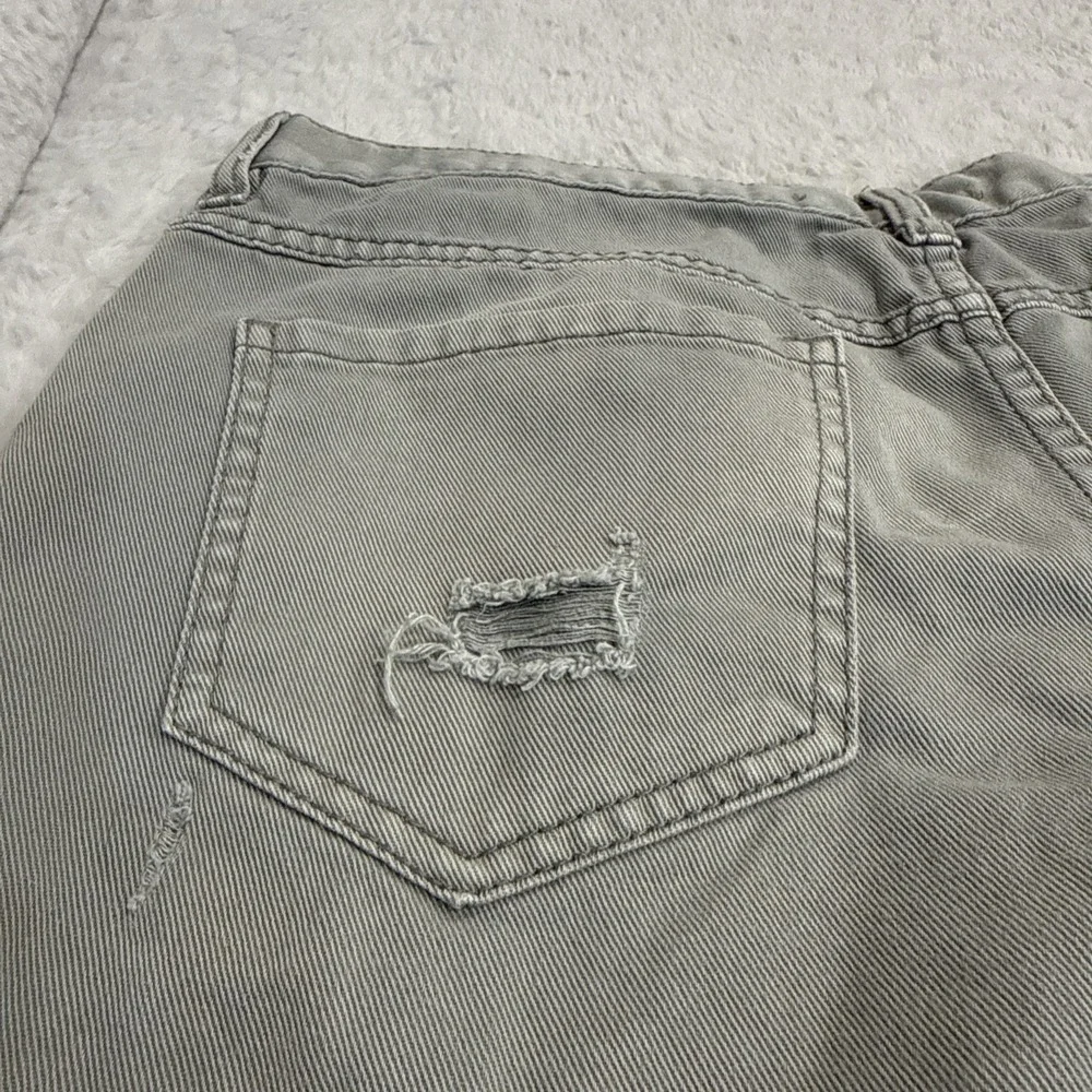 Free People Runaway Slouchy Denim Gray Green Button Fly Shorts Cutoffs Size 29